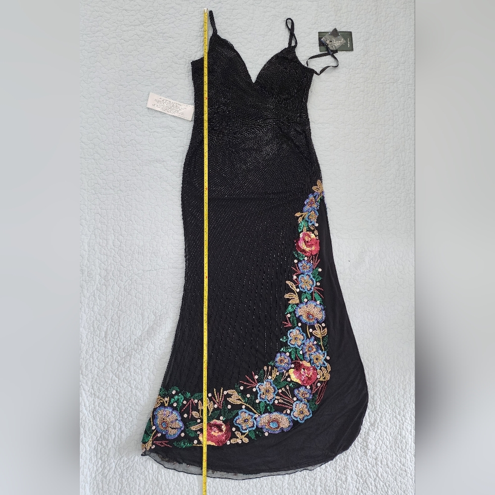 NWT Mac Duggal Evening High Slit Floral Beaded Dress - Picture 8 of 10